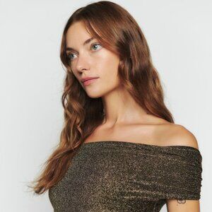 Reformation Jamen Knit Dress - Glitzy Gold
